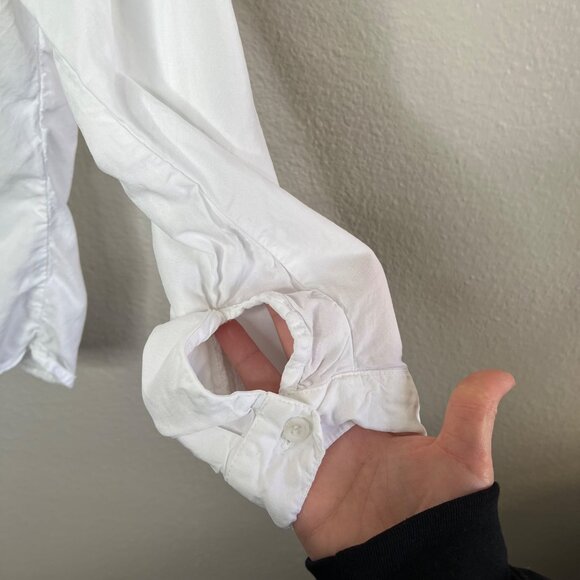 Cloth & Stone Anthropologie White Eyelet Trim Button-Up Woven Shirt L - Picture 7 of 9